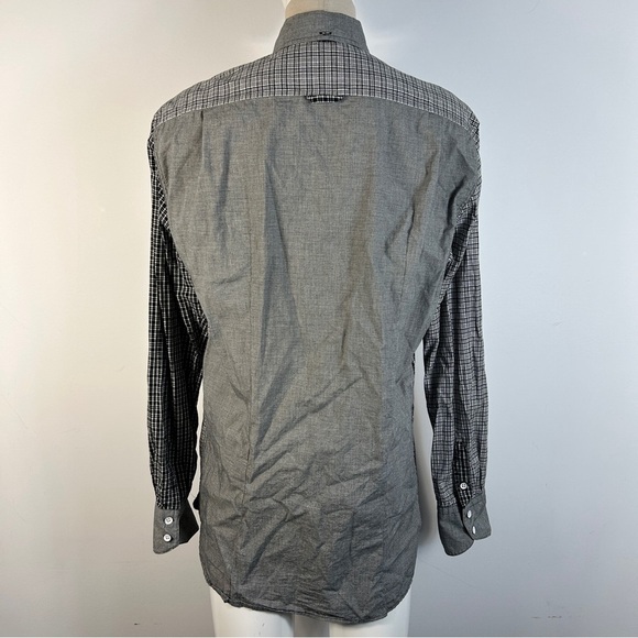 Rag & Bone Monochrome Plaid Patchwork Button-Down Men Shirt L - Picture 3 of 9